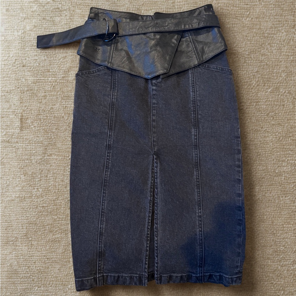 Pinko Black Denim Pencil Skirt